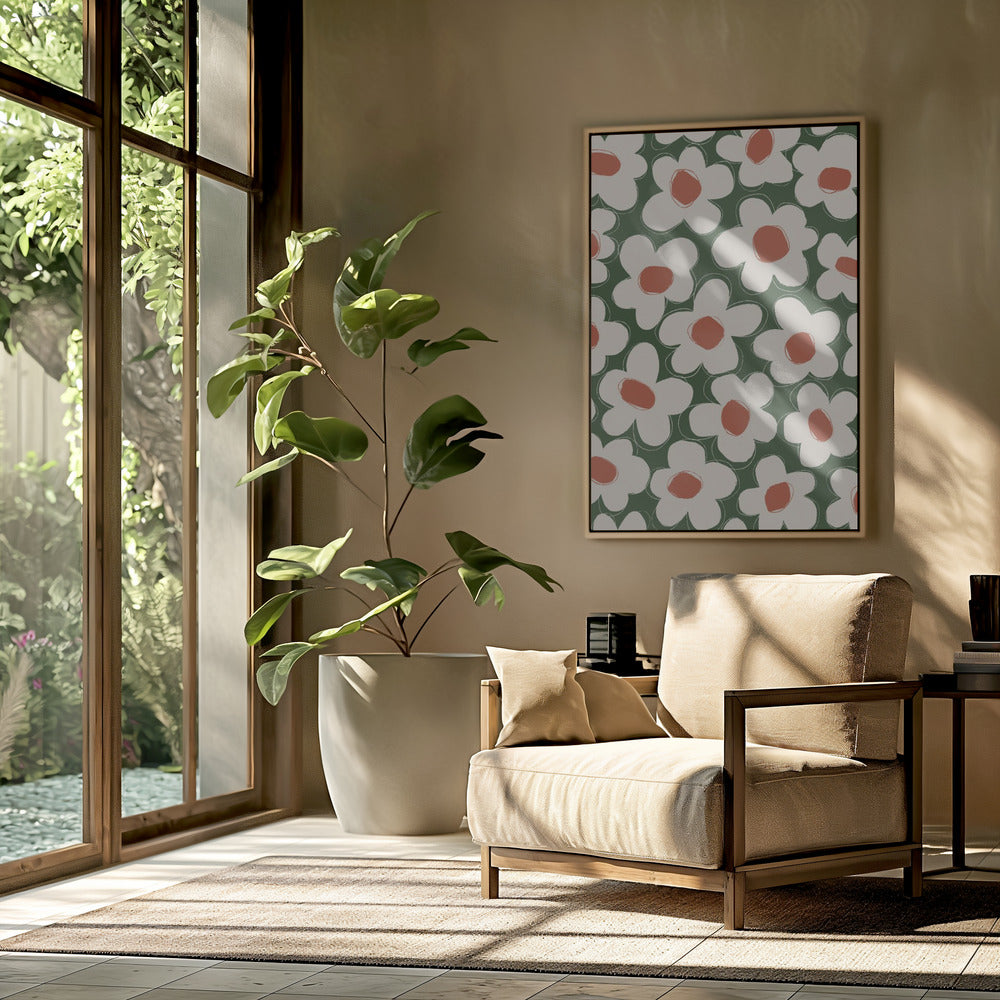 Cute Beige Flower Pattern Poster