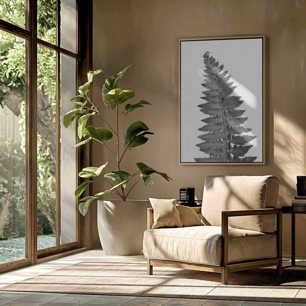 Gray fern leaf Poster