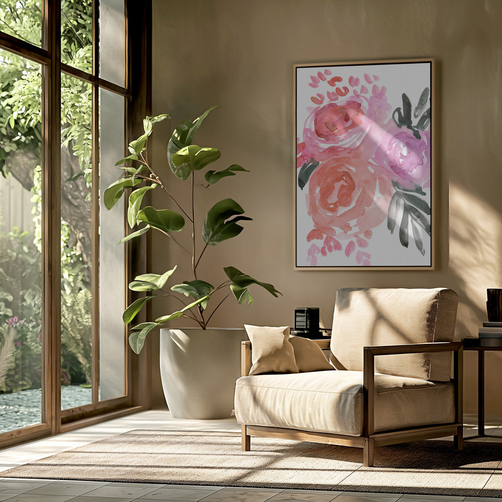 Maeko loose watercolor florals I Poster