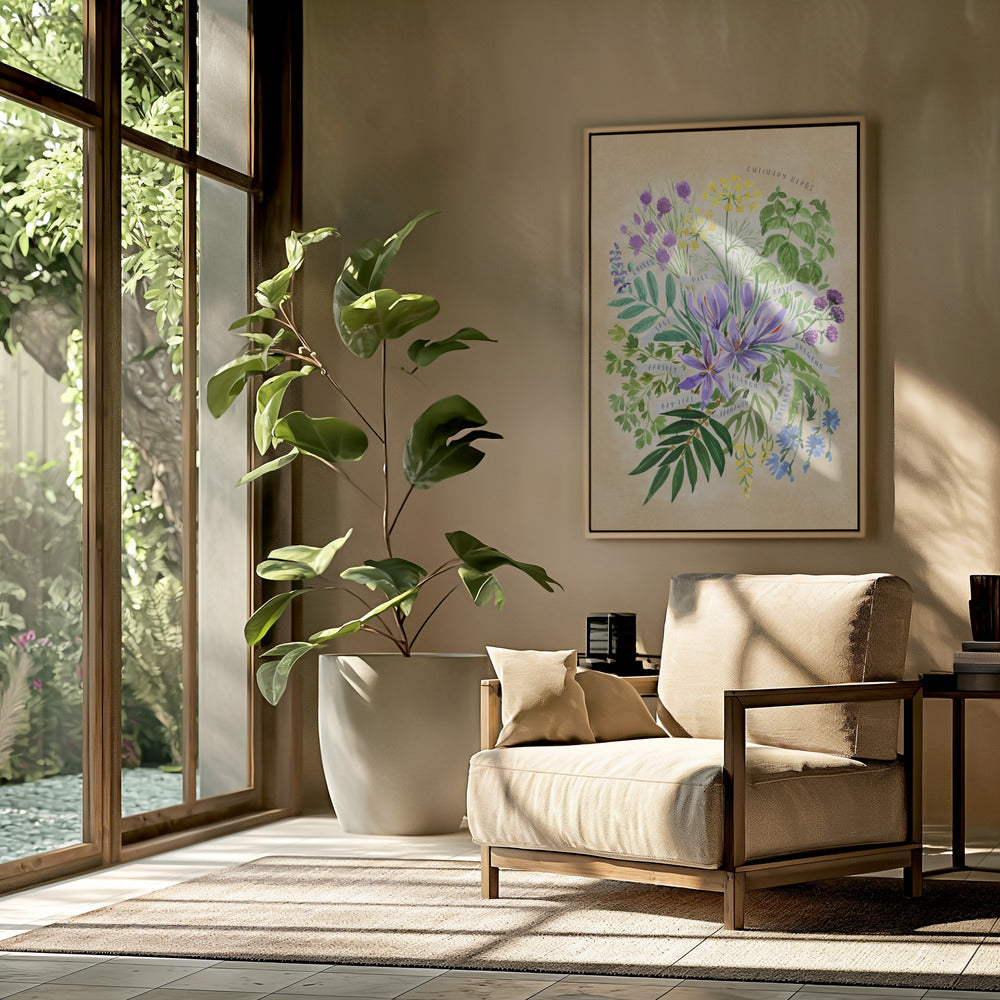 Culinary herbs in vintage sepia Poster