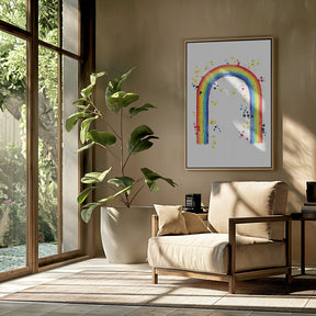 Rainbow watercolor with splatters Poster