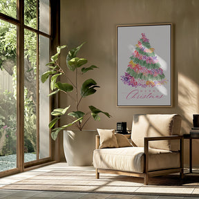 Floral watercolor merry Christmas tree Poster