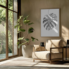 Black and White Monstera Leaf Poster