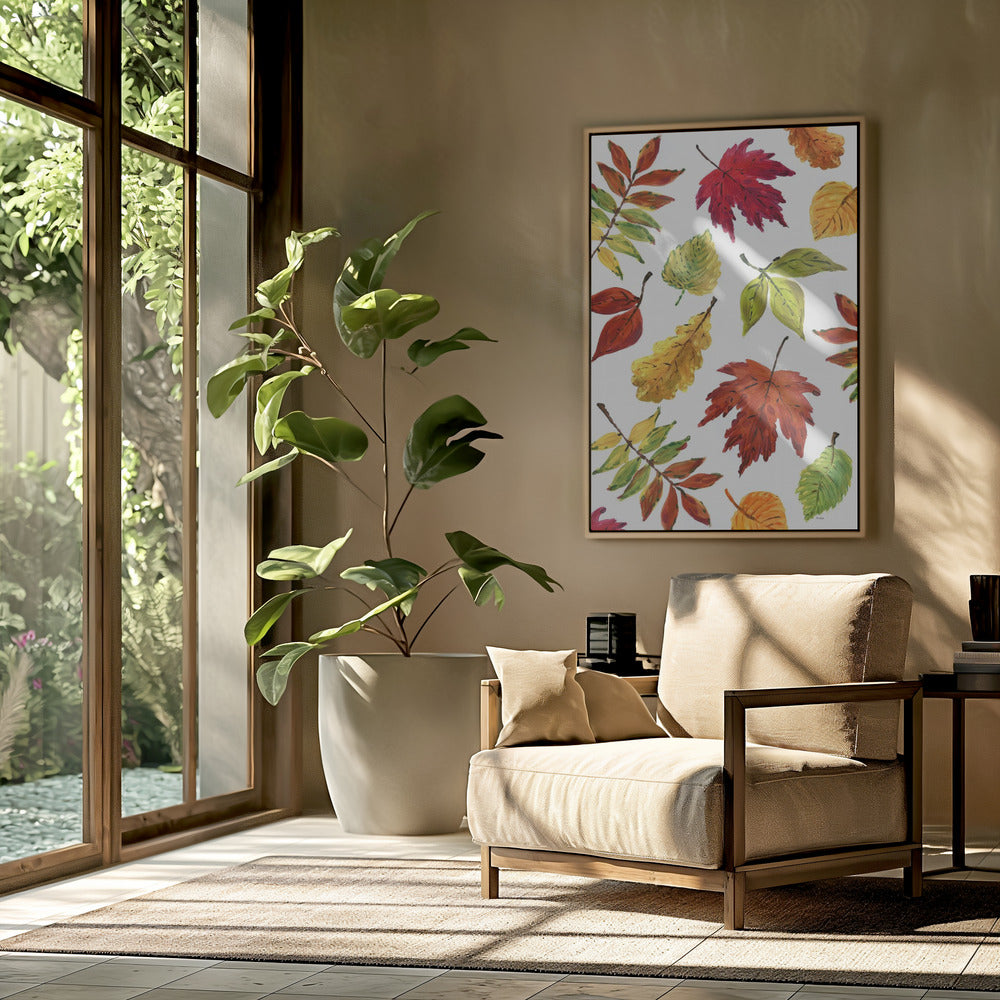 Painterly fall leaves Poster