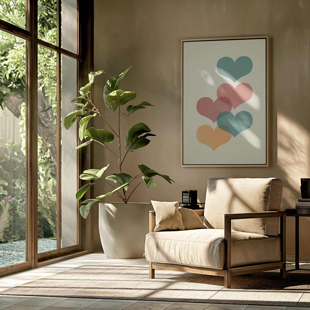 Mid century hearts I Poster