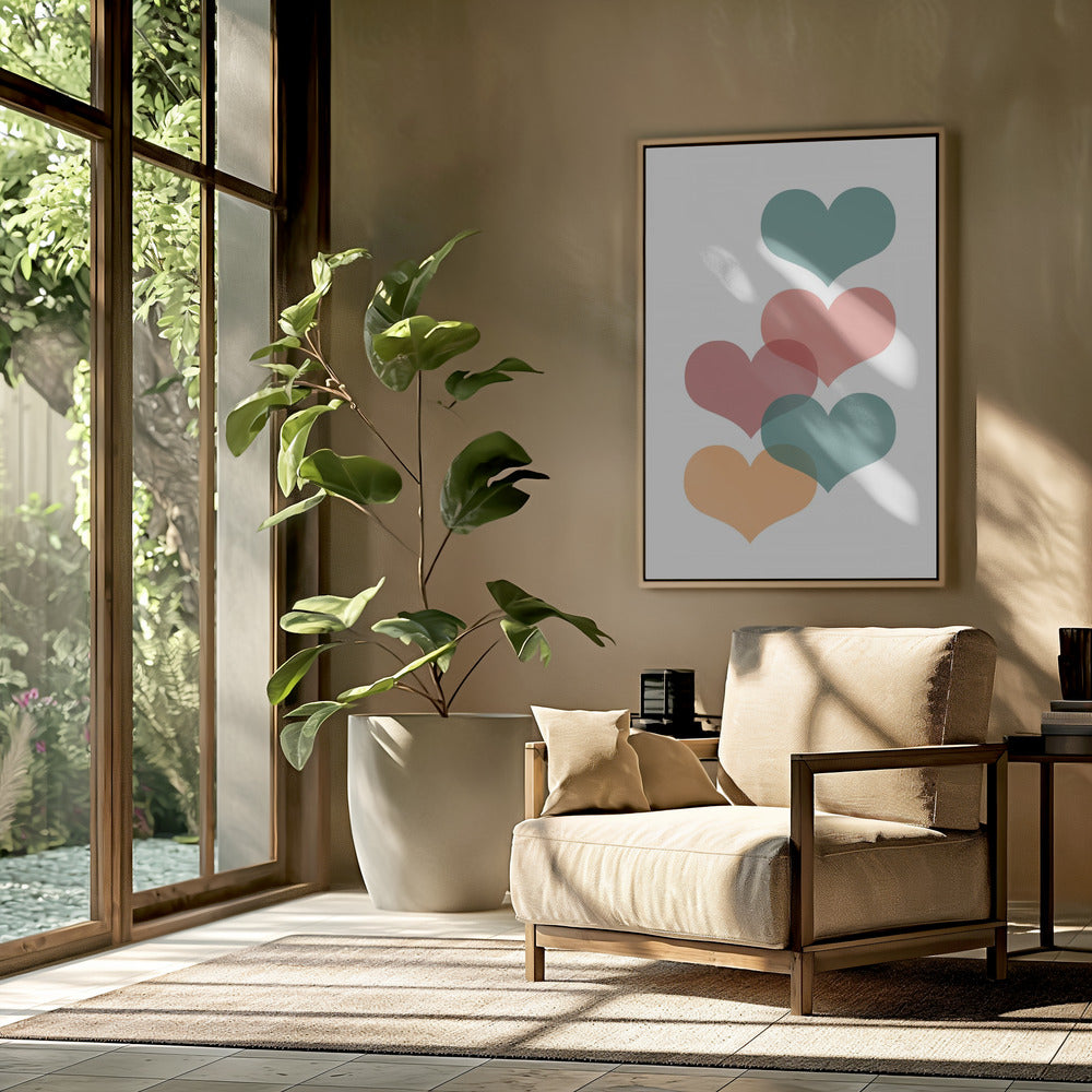 Mid century hearts Poster