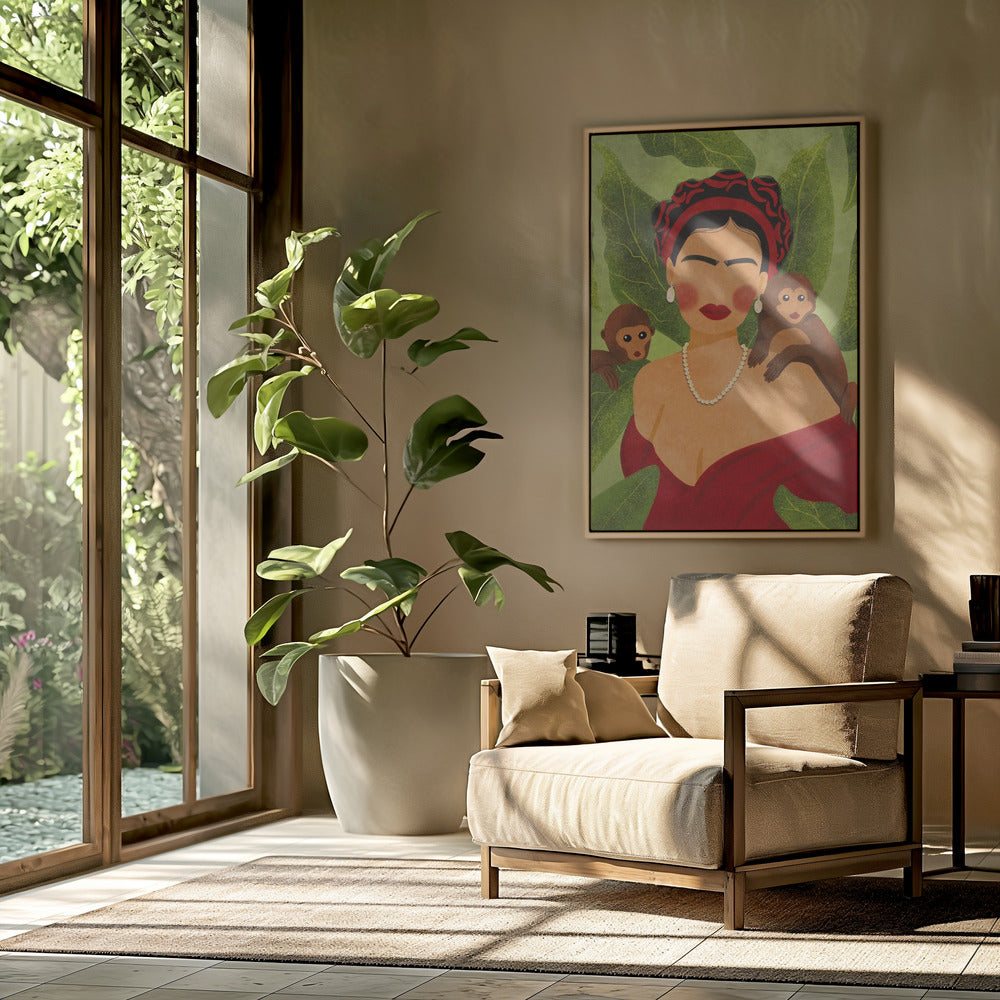 Frida and Monkeys Poster