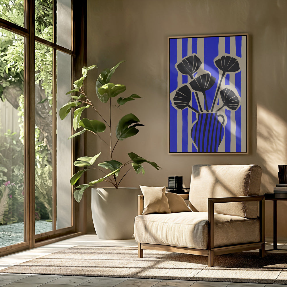 Striped Still Life Blue Poster