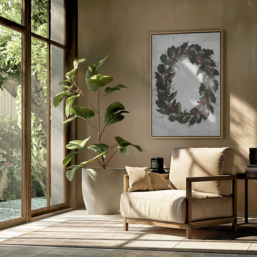 Splatters holly wreath Poster