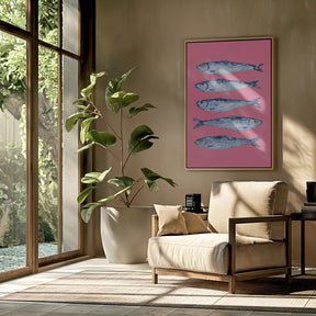 Sardines on Pink Poster