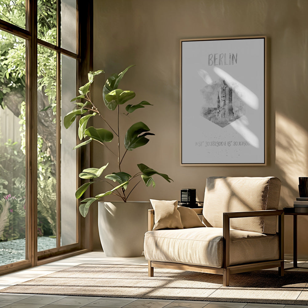 Coordinates BERLIN | monochrome watercolor Poster