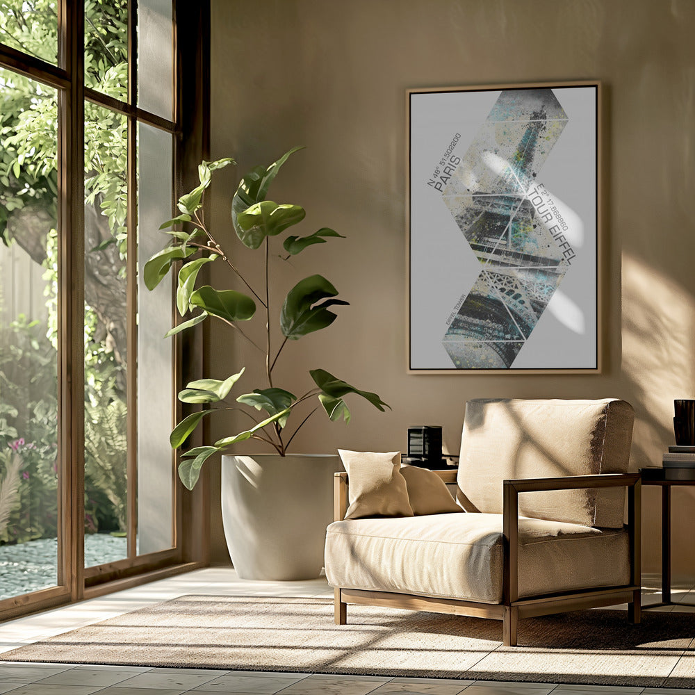 Modern Art Eiffel Tower Coordinates Poster