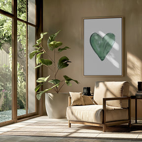 Watercolor heart green Poster