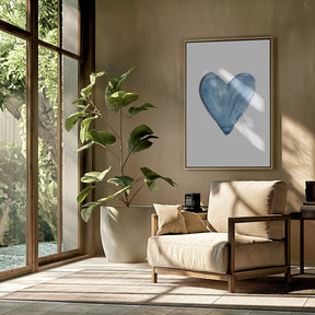 Watercolor heart blue Poster