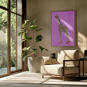 Giraffe wearing heels and heart glasses pink Poster