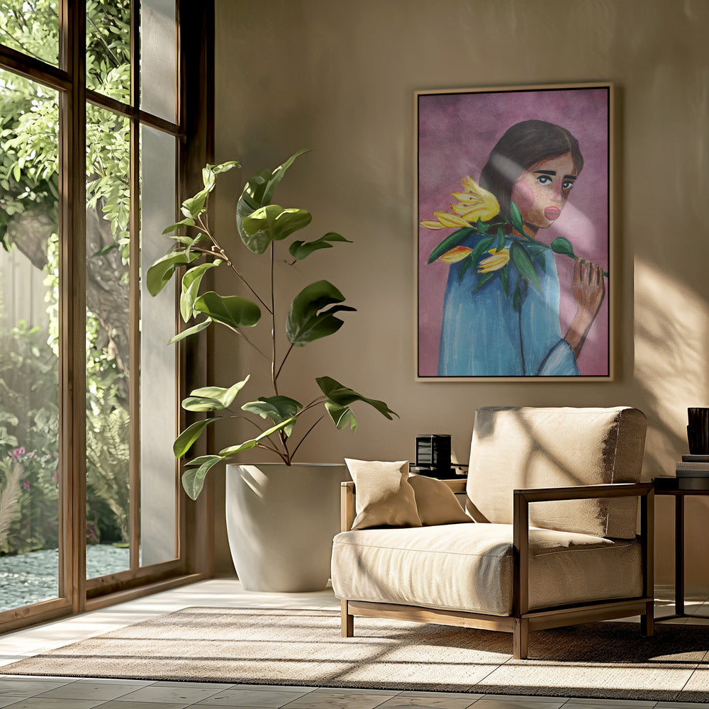 Woman With Lily Poster