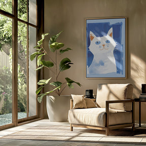 Cat In Blue Poster