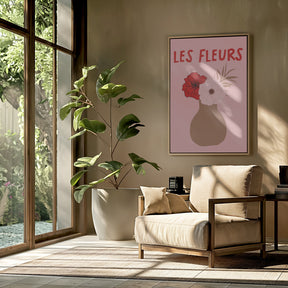 Les Fleurs Pink and Red Poster