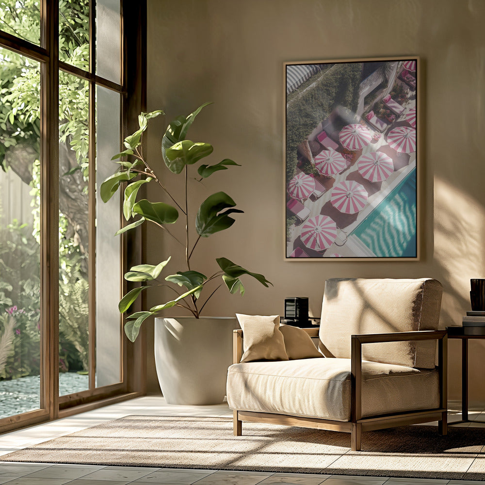 Glam Pool Pink Umbrella Poster