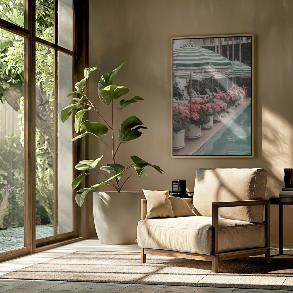 Green Pool Flowers Poster