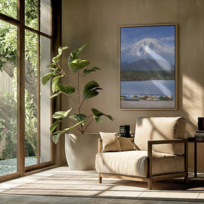 Picturesque Lake Shoji with striking Mount Fuji Poster