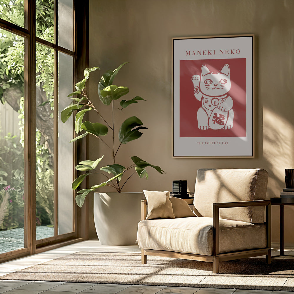 Maneki-Neko Cat Red Poster