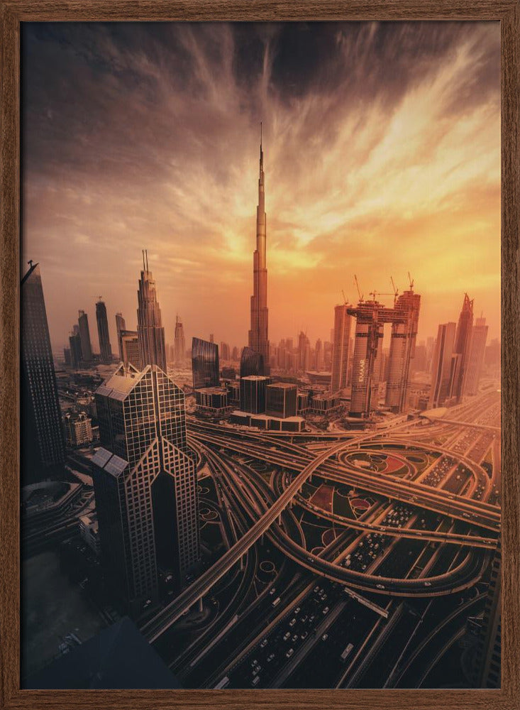 Dubai's Fiery sunset Poster