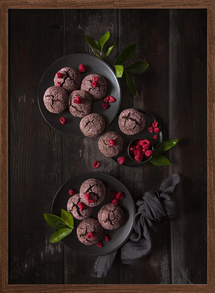 Raspberry chocolate crinkle cookies Poster