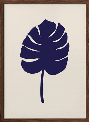 Monstera Leaf Dark Blue Poster