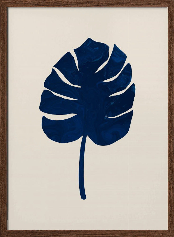 Monstera Marble Blue Poster