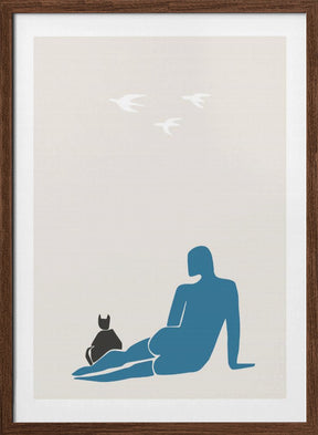 Woman and Cat Poster