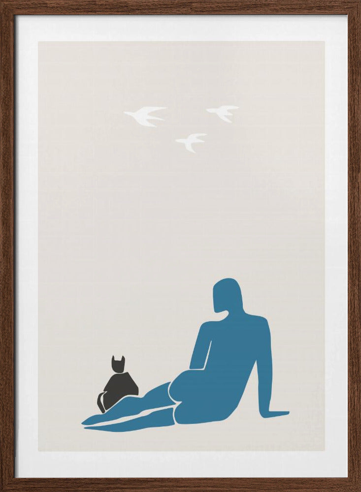 Woman and Cat Poster