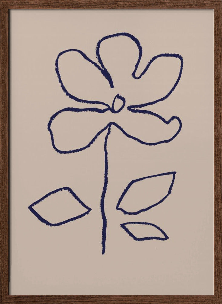 Oil Pastel Flower Blue Poster