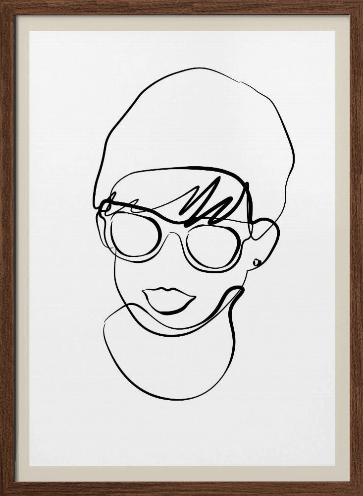 Modern woman line portrait Poster