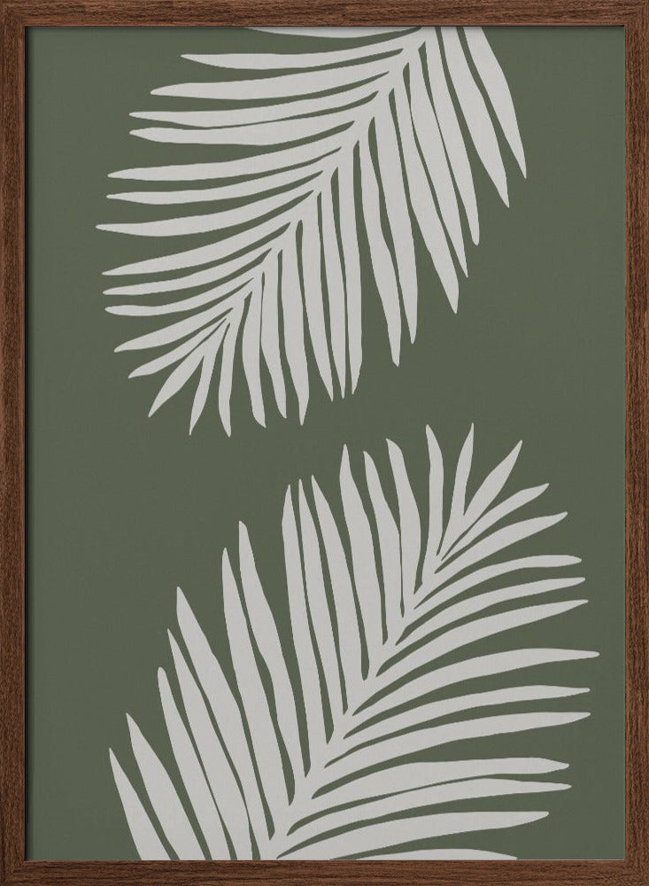 PALM LEAF 06 GREEN WHITE Poster