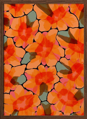 Orange Big Flowers Poster