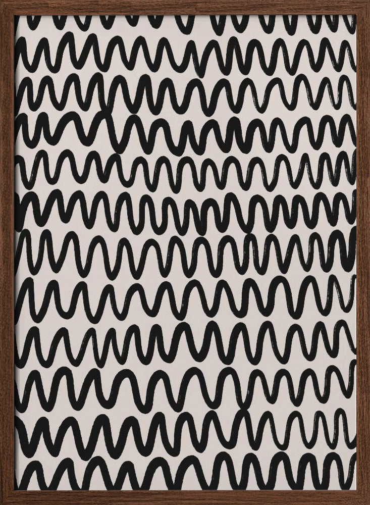 Thin Black Waves Pattern Poster