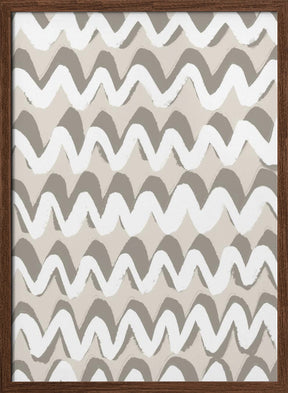 White and Beige ZigZag Pattern Poster