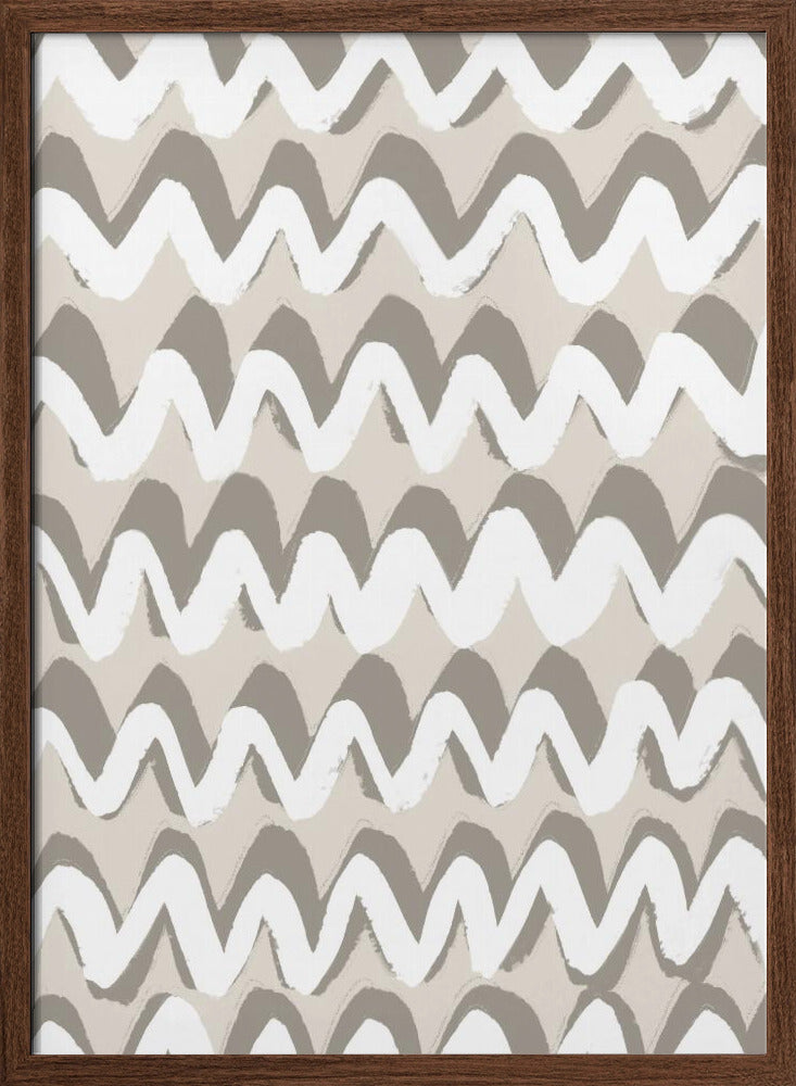 White and Beige ZigZag Pattern Poster