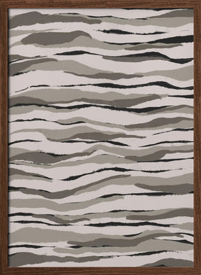 Grey And Beige Waves Poster