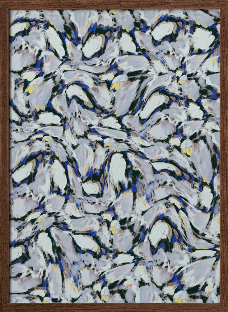 Blue Ice Flowers Pattern Poster