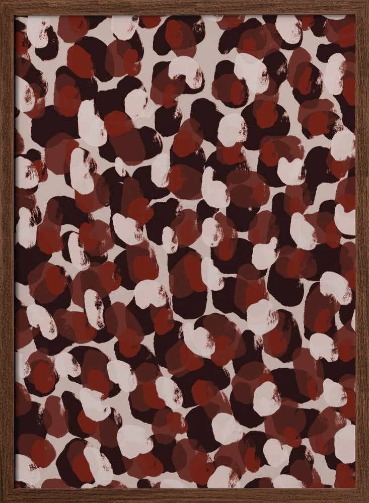 Red Beige Brown Dots Pattern Poster