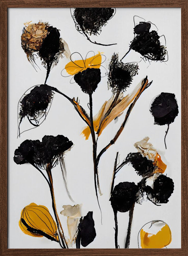 Black Dry Flowers Poster