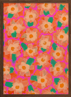 Cute Orange Flower Pattern Poster