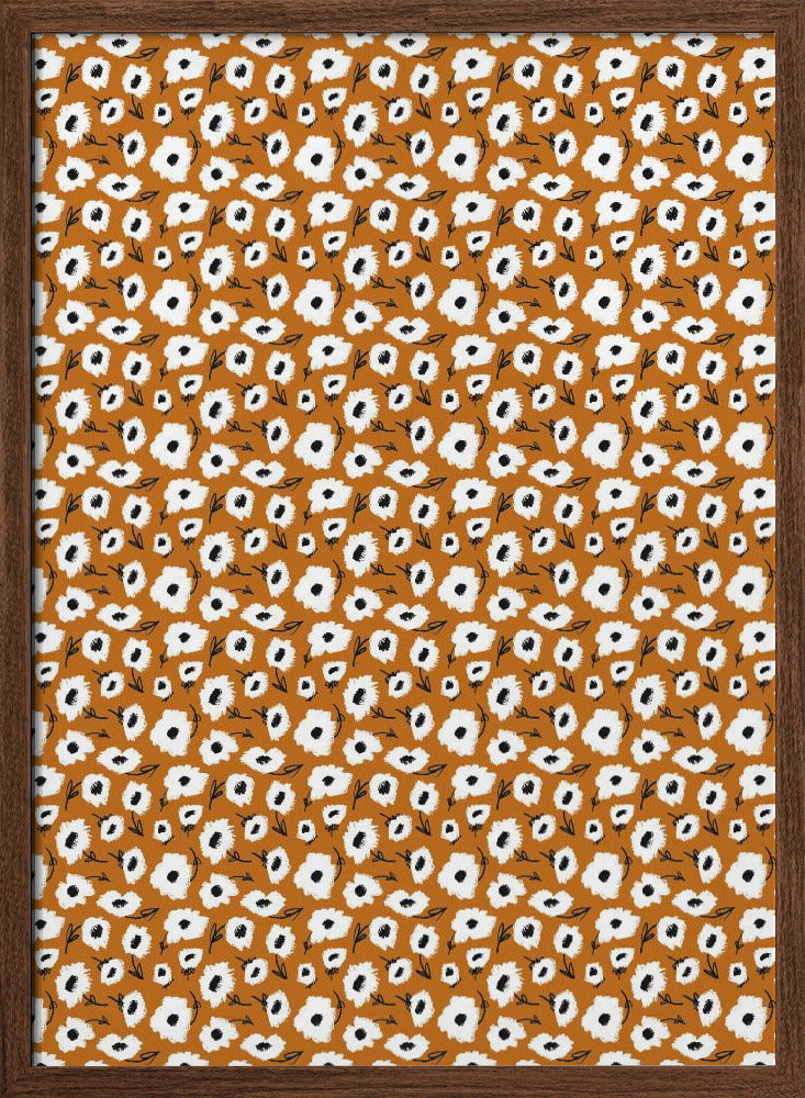 Cute Flowers on Ochre Background Poster