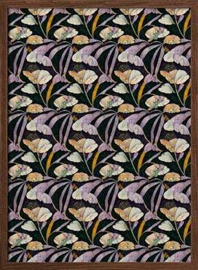 Purple Leafs Pattern Poster