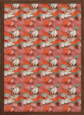 Orange Floral Pattern Poster