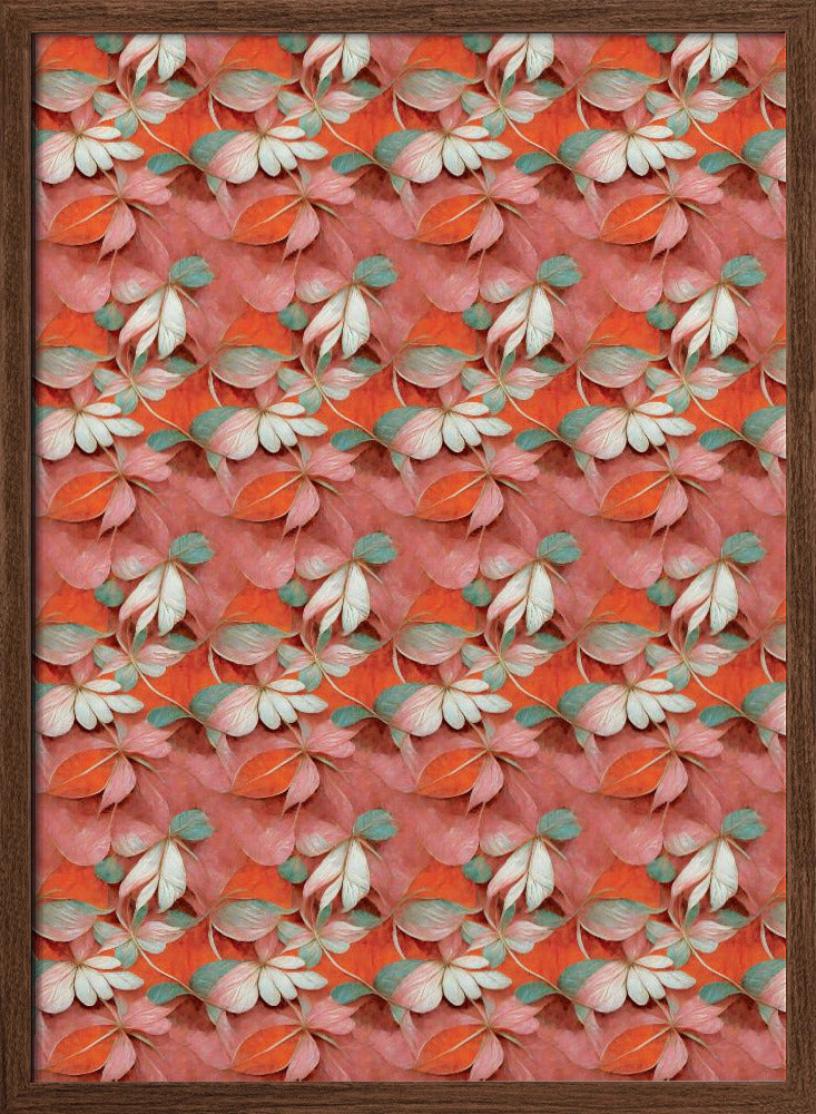 Orange Floral Pattern Poster