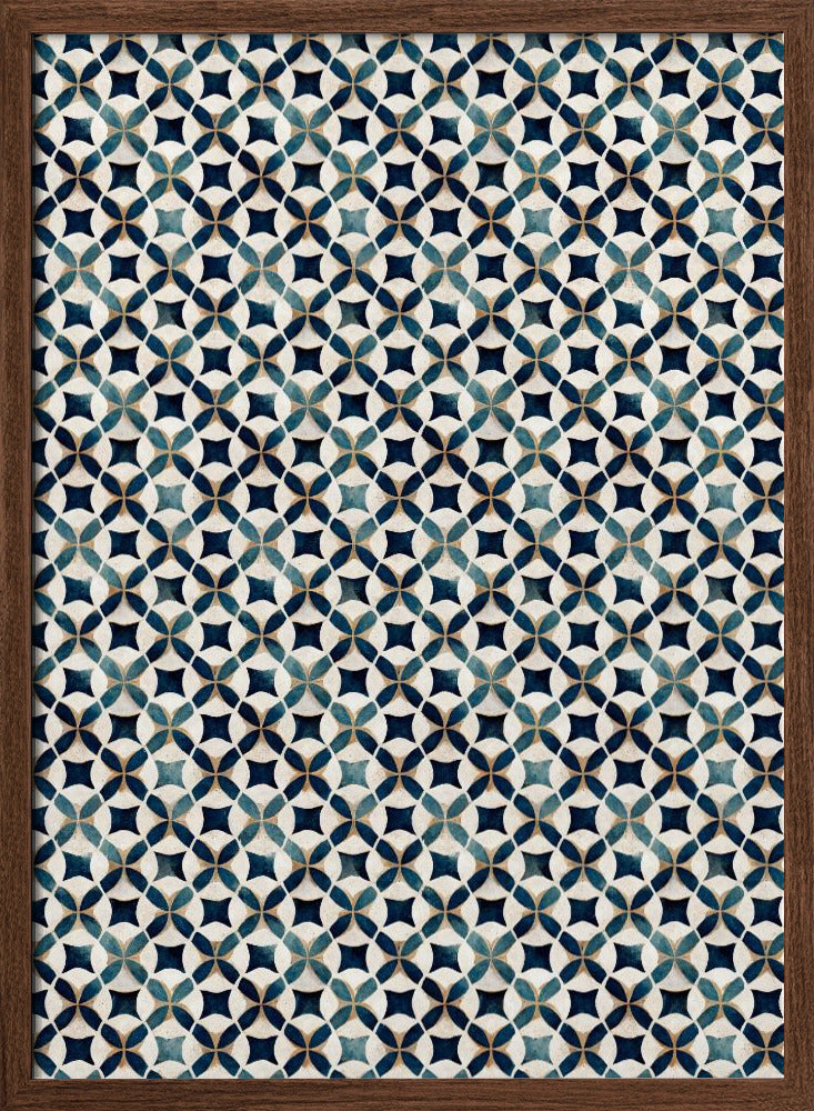 Vintage Blue Beige Pattern Poster