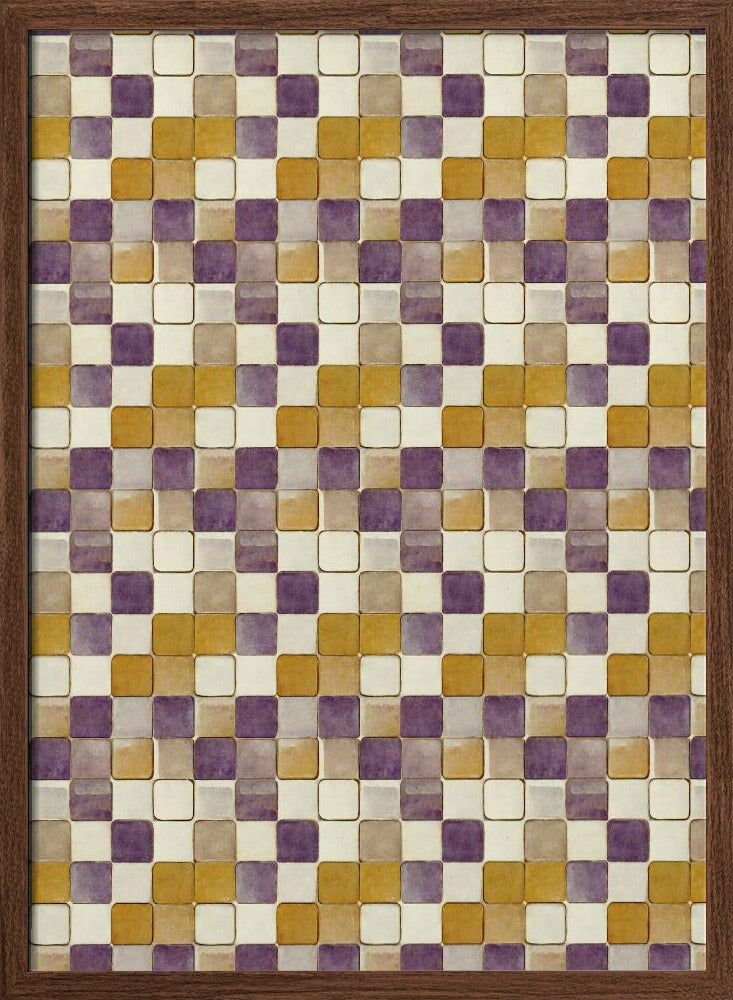 Purple and Ochre Tile Pattern Poster